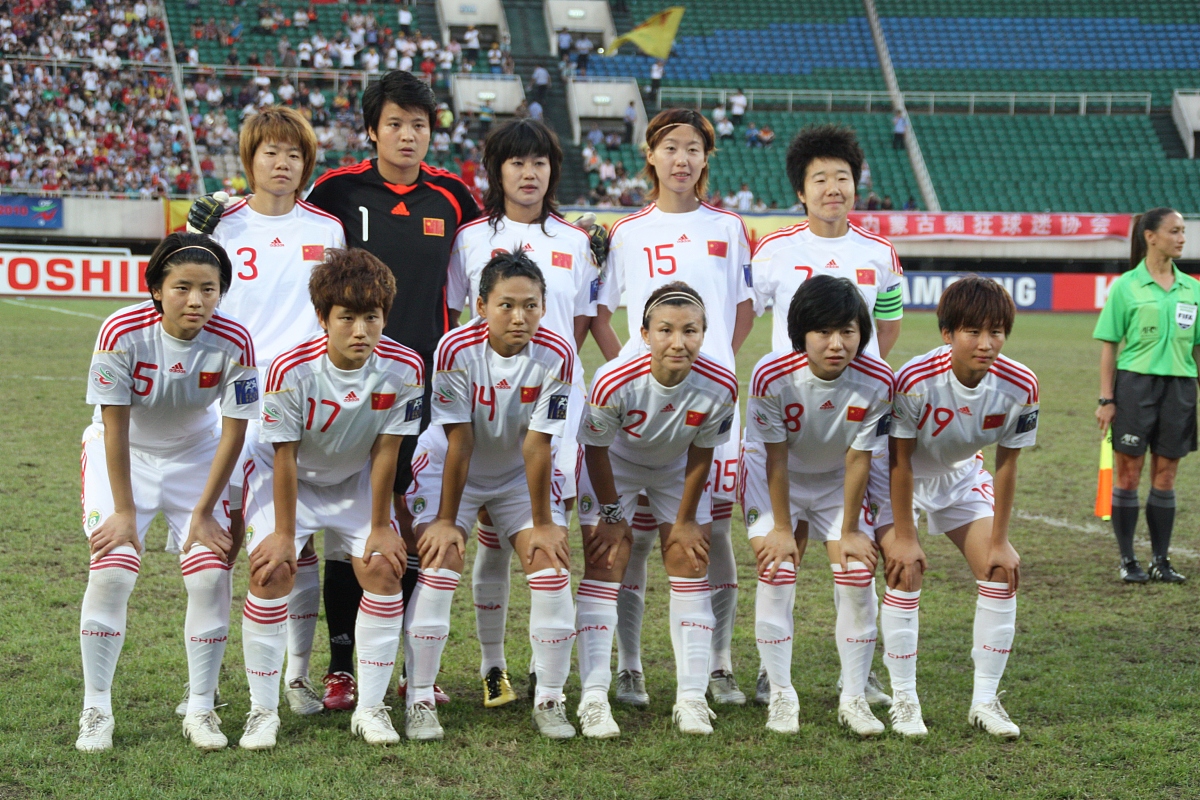 国际女子足球比赛中，中国队实现完美胜利
